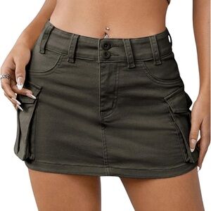 Stylish Olive Green Mini Skirt